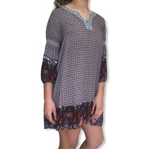 ALTAR’D STATE NOTCH-NECK BISHOP SLEEVE DRESS SMALL